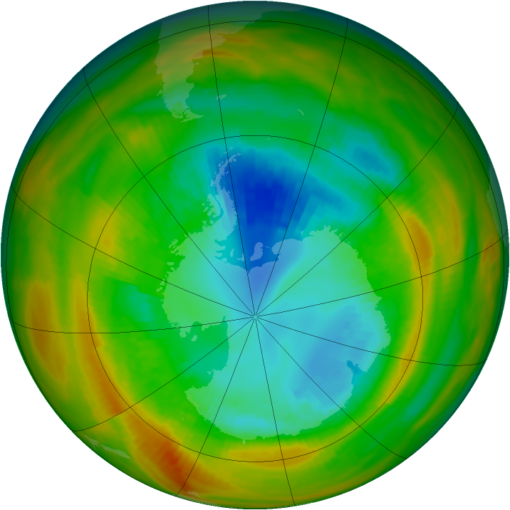 Antarctic ozone map for 31 August 1979
